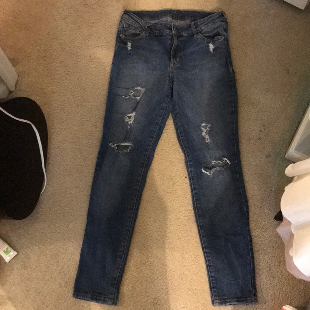 Ripped blue jeans
